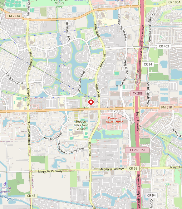 Map showing Action Behavior Centers - ABA Therapy for Autism in pearland, TX