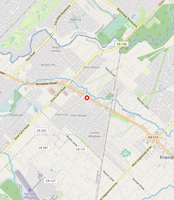 Map showing Action Behavior Centers - ABA Therapy for Autism in pearland, TX
