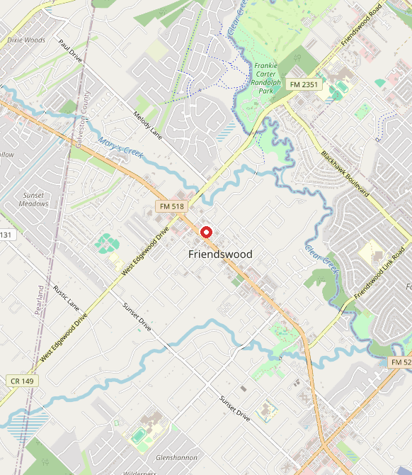 Map showing Behavioral Innovations - ABA Therapy For Kids with Autism in friendswood, TX