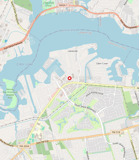 Map showing Bloom Developmental Center in league city, TX