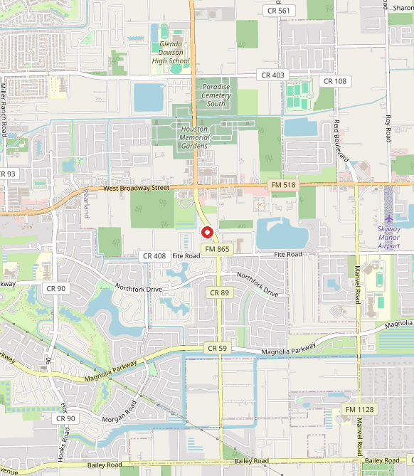 Map showing Center for Autism & Related Disorders in pearland, TX