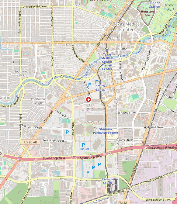 Map showing Meyer Center for Developmental Pediatrics in houston, TX