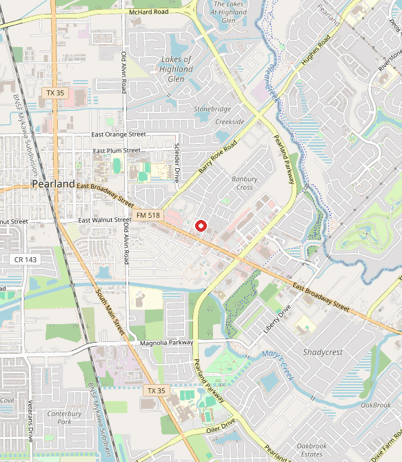 Map showing RiverKids Pediatric Home Health in pearland, TX