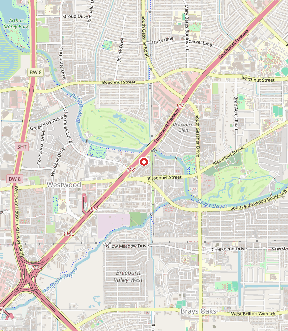 Map showing The Arc of Harris County in houston, TX