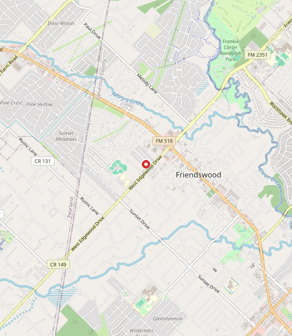 Map showing The Harmony Place Community Care in friendswood, TX